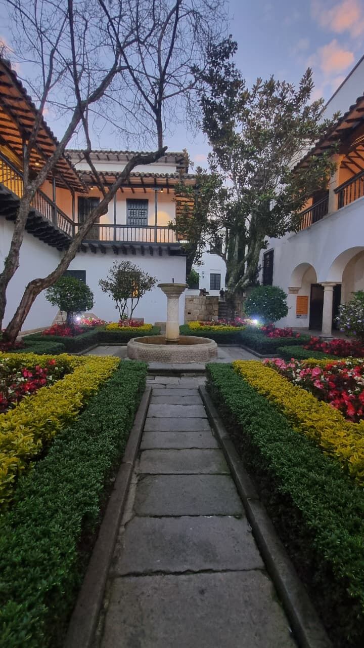 Colonial courtyard at dusk